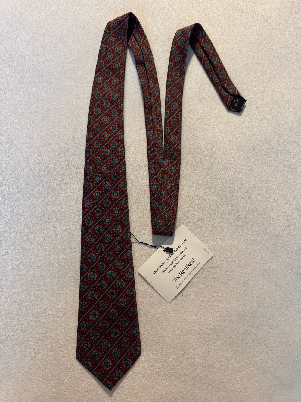 Cristian Dior Red and Blue Geometric Tie
